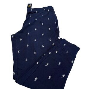 Polo Ralph Lauren Men's Navy Blue All Over Pony Sleep Jogger Pants Size XL NWT